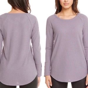 Chaser Purple Waffle Knit Long Sleeve Thermal Top Sz Large